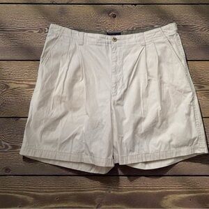 Gant Shorts Men’s Sz 40 Beige Khaki Poplin Chinos Pleated 4)Pockets Adjustable